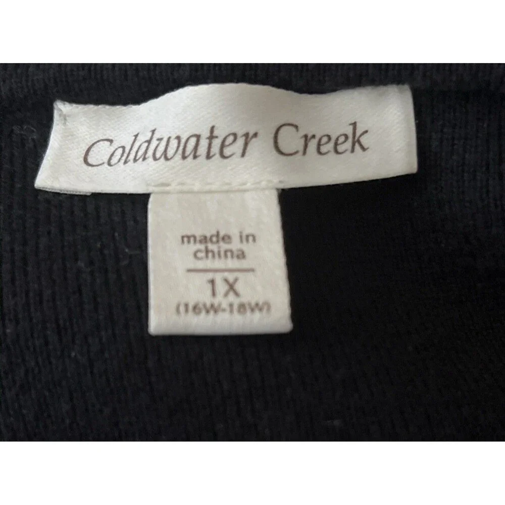 Coldwater Creek Women’s Plus black Pullover Sweater Ruffle Neck Size 1X Office